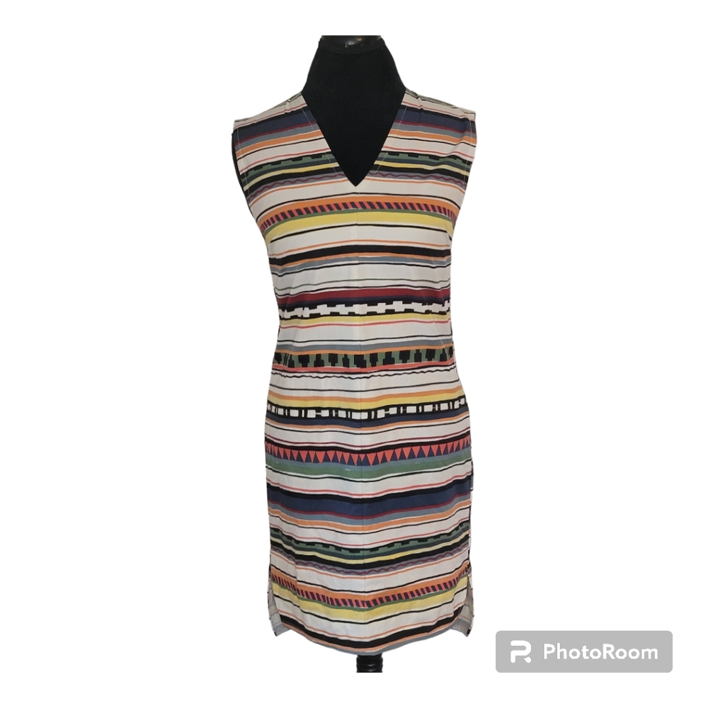 Kate Spade Saturday Multicolor Striped Cotton Knee Length Shift Dress Size S